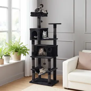 Gothic Tall Cat Tree Tower for Indoor Cats Large Adult,Heavy Duty Corner Cat Tree with Scratching Posts,Hommock,Basket,Condo,Sturdy,aesthetic,Cute,XL,XXL,Halloween