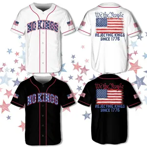 We The People No Kings Baseball Jersey, America Freedom 4th of July Celebration Shirt, 250 Years of Freedom USA Flag Sports Jersey for Adults and Youth