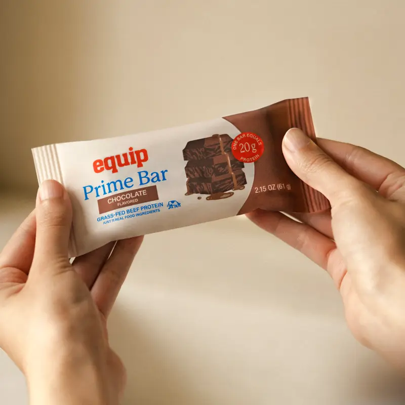 Equip Prime Clean Protein Bar - Single Serve, 20g Grass-Fed Beef & Collagen Complete Blend, Natural, Colostrum, Real Foods, Date, Chocolate Rich Dessert-Flavored High Quality Bioavailable Great Protein Snack