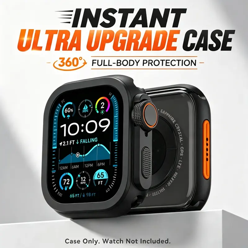 Vmylan Rugged Heavy-Duty Aluminum Alloy Bumper Compatible with Apple Watch Ultra 3/2/1 49mm, Series 11/10 46mm, Series 9/8/7 45mm, Series 6/5/4/SE 44mm, Tactical Metal Protective Case with PC Backplate, Shockproof Frame Cover for Men (Case Only)