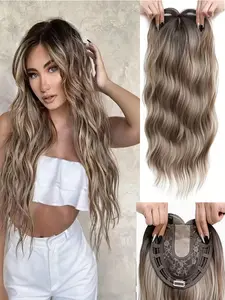 🔥Instant Wavy Hair Confidence! 22" Wavy Hair Topper with Bangs | Premium Synthetic Hairpiece | Clip-In for Thinning Hair | Seamless Blend & Volume Boost