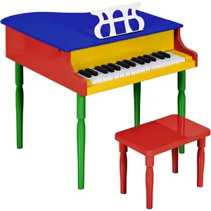 Best Choice Products Kids Classic 30-Key Mini Piano w/ Lid, Bench, Folding Music Rack, Song Book, Stickers