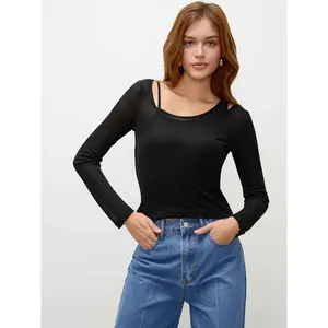 Cider [size 2-26] Asymmetrical Solid Long Sleeve Top SummerWins Dealsforyou