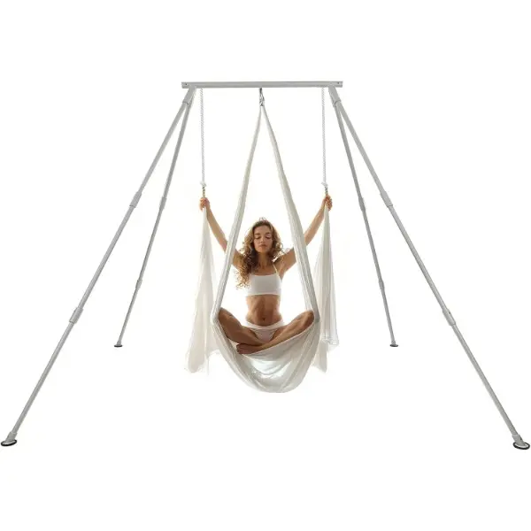 HECASA 8.75 FT Height Aerial Yoga Stand Frame Yoga Rig Yoga Sling Inversion Equipment for Indoor and Outdoor Use 600lbs Weight Capacity Stretch Rope