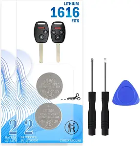 4Pack CR1616 Key Fob Battery for Honda Civic 06-13,Accord 03-13,CRV 05-13,Pilot 05-15,Odyssey 05-17,Fit 07-14 - Car Key Battery Replacement Kit with Opening Tool & Easy Video Guide