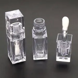 Transparent Refillable Design Lip Balm Tube, Plump Lip Tube with Large Brush Head, Mini Empty Lip Gloss Bottle, Perfect for Travel and Daily Use