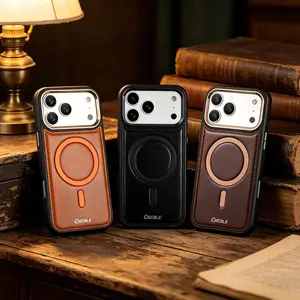 Premium Leather Magnetic iPhone Case with Metallic Frame
