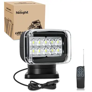 Nilight 50W Magnetic Marine Boat LED Spotlight - 4800LM, 12V-24V, 360° Rotating, Remote Control Led Car Lights for Yachts, Offroad Vehicles