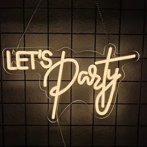 Let's Party Neon Sign for Wall Decor, Home Decor Lighting , Party signs Perfect for Birthday,Bachelorette Parties,Game Room,Bar Lighting,gifts neon sign