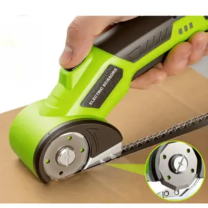 Cordless Electric Scissors – Rechargeable Cutter with Safety Lock, Light & Extra Blades, Fast Cutting for Cardboard, Boxes, Fabric, Leather, Carpet & Crafting |   Portable Electric Shears for Packaging and Home Projects