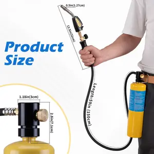 TAUSOM Propane/MAPP Torch Kit with 1.5m Hose – 3750°F Swirl Heat Jet, Auto Ignition, Heavy-Duty Heating Torch for Welding, Soldering, Brazing & DIY Jobs – Great Black Friday & Christmas Gift (Tank Not Included)