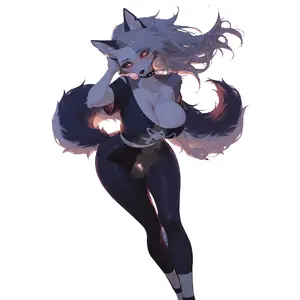 Anime White Wolf Girl Sticker, Dark Fantasy Running Character Decal with Sporty Black Outfit for Laptop, Water Bottle, Backpack, Notebook, Gamer Desk Decor Gift