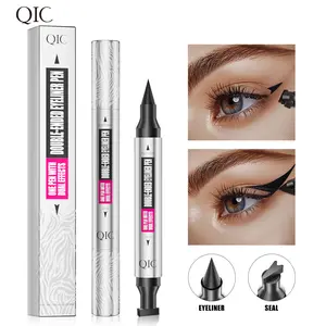 2-in-1 Winged Eyeliner Stamp and Liquid Liner Pen, Black, Waterproof, Smudge-Proof, Long-Lasting, Dual-Ended Wing Stamp and Precision Liner marker