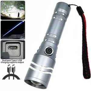 Super Bright Portable LED Aluminum Alloy Flashlight, Multiple Lighting Modes, Type-C Charging, Durable for Camping, Picnic, Travel, Hiking