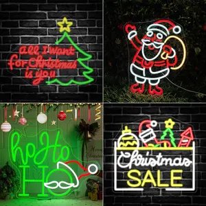 1pcs Merry Christmas Neon Light Tree Shape Decoration, Open LED Wall Hanging Lamp, USB Powered, Home Office Shop Window Decor, Holiday Atmosphere Gift, Led Neon Lights