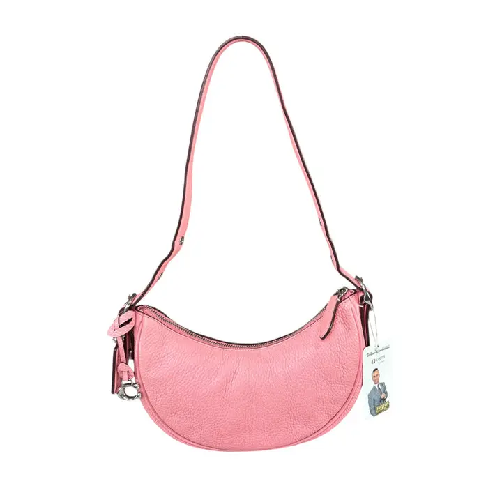 Pre-owned coach Leather Shoulder Bags Luna Pink Crescent SHW 2 Way Pebbled Purse