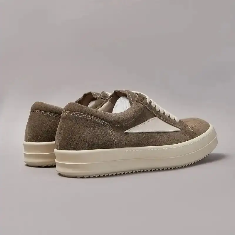 Unisex Low-Top Height Booster Sneakers, Sizes 35-47, Inverted Triangle White Thick-Sole Suede with Round Toe, Genuine Leather Punk Style for Casual Wear, Unisex Sizes Low Top Shoes,breathable