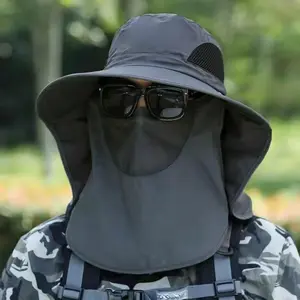 Men's Summer Sun Hat UV Protection Quick-Dry Bucket Hat with Full Face & Neck Shield for Fishing Hiking Camping