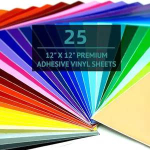 Permanent Vinyl, Vinyl for Cricut - 25 Pack 12"x12" Adhesive Vinyl Sheets, Assorted Colors Permanent Vinyl Bundle Pack for Crafter - Vinyl for Silhouette