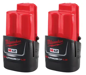 Milwaukee M12 48-11-2411 2-Pack REDLITHIUM CP1.5 Compact Battery for Cordless Power Tools