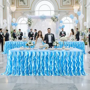 4 Pack Tulle Curly Willow Table Skirt 6/9ft – Ruffle Tutu Tablecloth for Weddings, Birthdays and Haunted Halloween Party Decor Ornaments Decoration