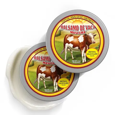 BALSAMO DE VACA MASCURA Crema Analgesica con Salicilato de Metilo para Musculos y Articulaciones | Muscle & Joint Pain Relief Rub | Frasco de 3 oz