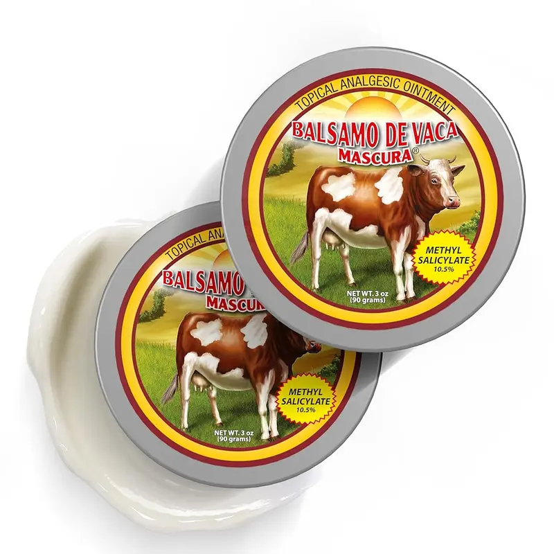 BALSAMO DE VACA MASCURA Crema Analgesica con Salicilato de Metilo para Musculos y Articulaciones | Muscle & Joint Pain Relief Rub | Frasco de 3 oz