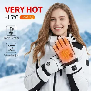 Rechargeable Heated Gloves for Winter Commute, LED 3 Temperature Control, Waterproof Windproof Touchscreen Non-Slip Thermal Gloves for Men Women Cycling Working