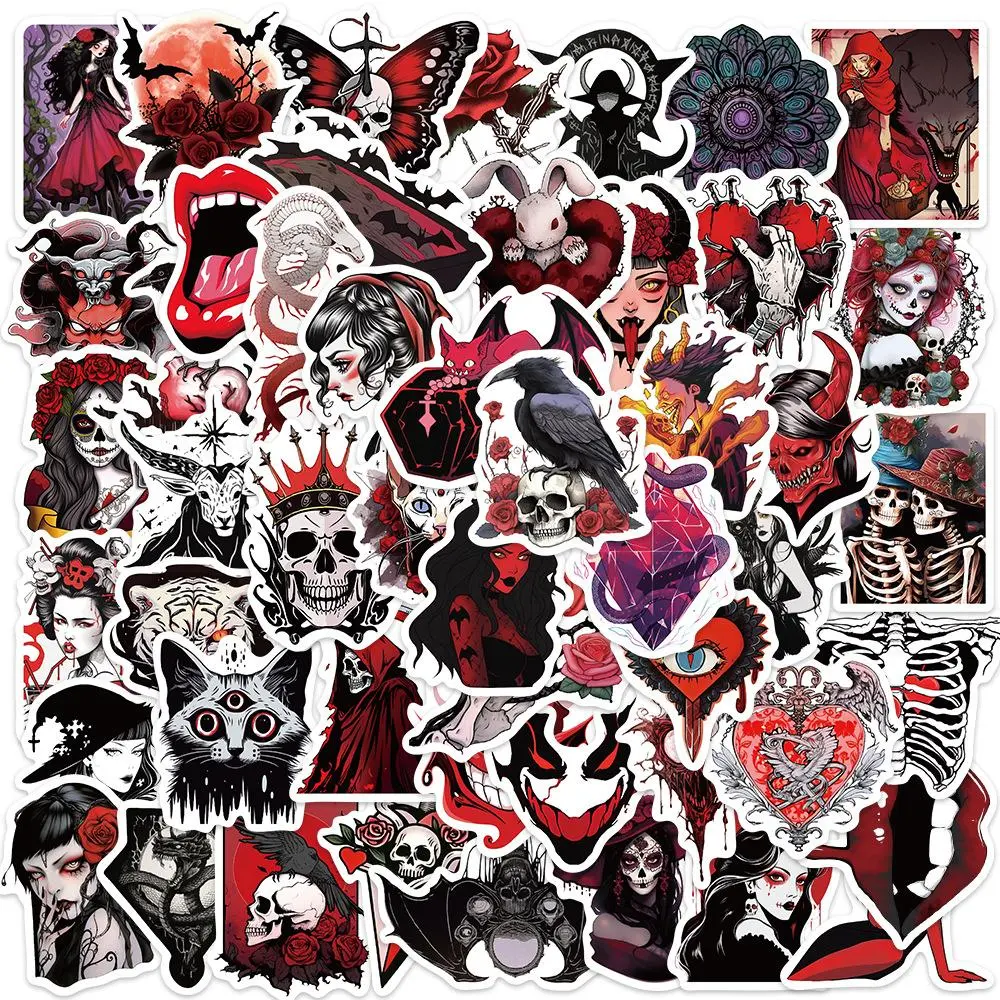 Gothic Themed Sticker, 50pcs/set Blood Splatter Pattern Decorative Sticker, DIY Waterproof Decals for Water Bottle, Laptop, Phone Case, Scrapbooking, Ornaments