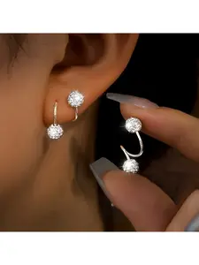 Simple and elegant design. Double-headed screw fastening with silver glittering diamonds. Unique S-shaped earrings and ear pendants. Diamond Stud Earrings Brilliant stud earrings