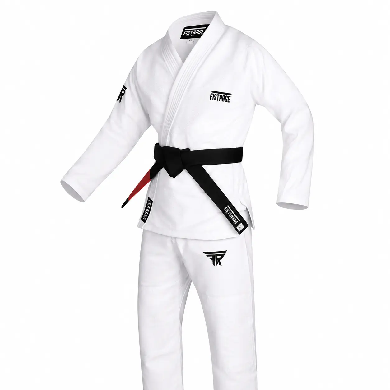 FISTRAGE White IBJJF Approved Unisex Brazilian Jiu Jitsu Gi Kimono - Preshrunk Cotton Pearl Weave Lightweight Gear with Reinforced Stitching, Modern Cut, Comfortable Fit, Breathable Material, Easy to Clean, Free Belt & 100% Satisfaction Guarantee, Jiu Jit
