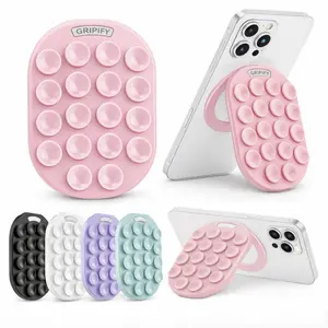 GripStick - Magnetic Kickstand Phone Grip & Suction Mount | Foldable & Adjustable Phone Stand | MagSafe Phone Holder | Sticky Grip, Silicone Suction Cup Phone Mount