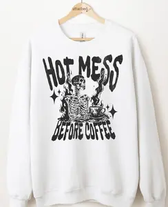 Hot Mess Before Coffee Graphic Top