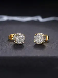 Fashionable Earrings with Cubic Zirconia Decoration, Stud Earring, Sparkling Zirconia, Unisex Daily Wear Jewelry, Trendy Jewelry, Perfect Gift for Any Occasion, Geometric Design