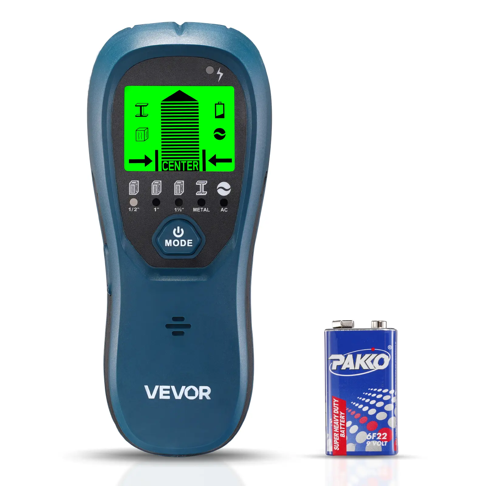 VEVOR 5-in-1 Home Hardware Wall Stud Finder Scanner Tool, Smart Sensor Detector with High-Definition LCD Display, Audio Alarm for Metal Center, Metal Edge, AC Wires, Joists, Pipes (Blue)