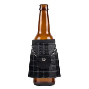 Night Watch Kilt Beer Bottle Cover Koozie with Mini Sporran Design