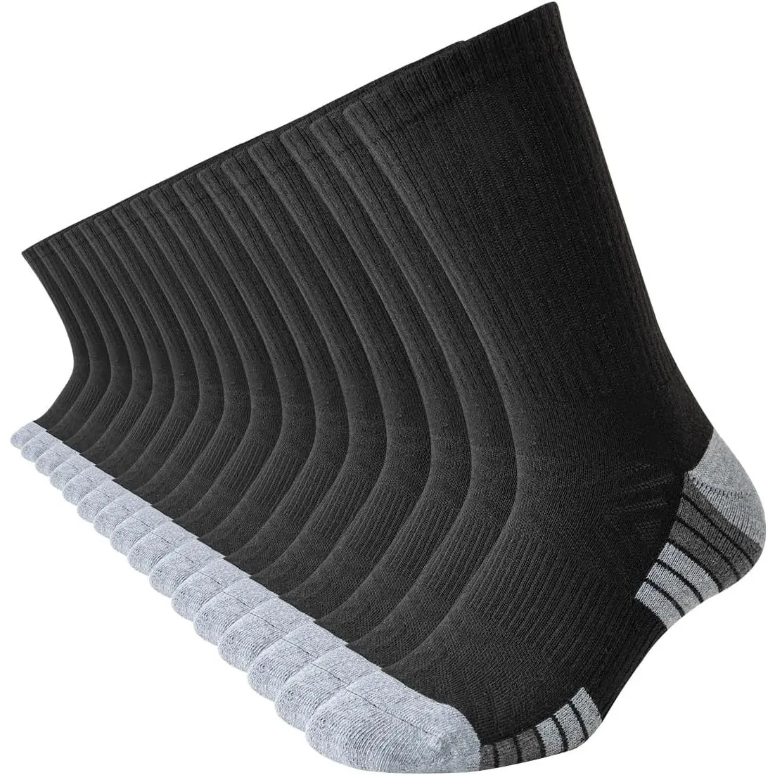 Men's 8-Pair Athletic Cushioned Crew Socks (Crewsocks), Warm Thick Winter Thermal Wicking Work Boot Socks, Size 10-13