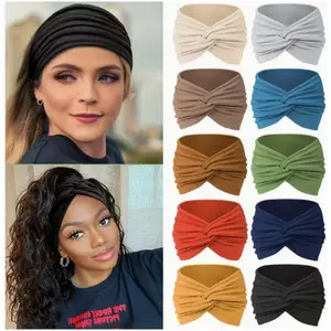 10PCS Wide Soft Ladies Headband Hair Wrap, Bohemian Fashion Bandanas Elastic Yoga Hair Bands Hair Accessories, Head Wraps Knotted Stretch Non-slip Big Hair Bands for Yoga Running Large Sports