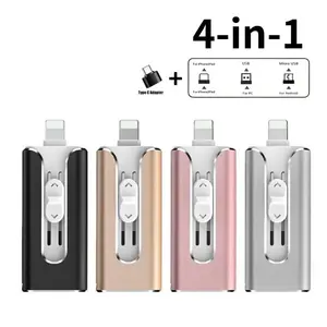 4 in 1 Portable Type-C Plug & Play Flash Drive, Push-pull Design Flash Drive, High-speed Transfer Flash Drive, Phone Storage Expansion