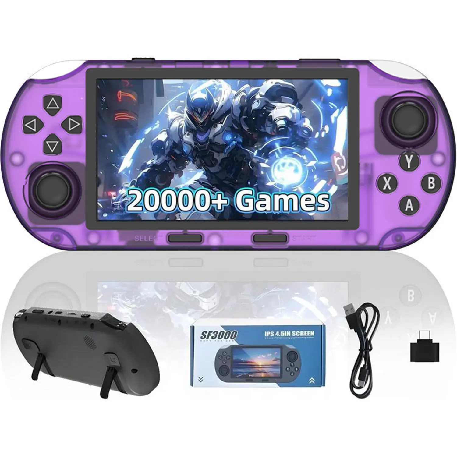 Sf3000hd Retro Handheld Digital Console Gaming Console, Rechargeable Portable Console, 20000+ Games, 14+ Emulators, 4.5 Inch HD Screen, Dual Core Processor, Phone Emergency Charging, Handheld Game Consoles
