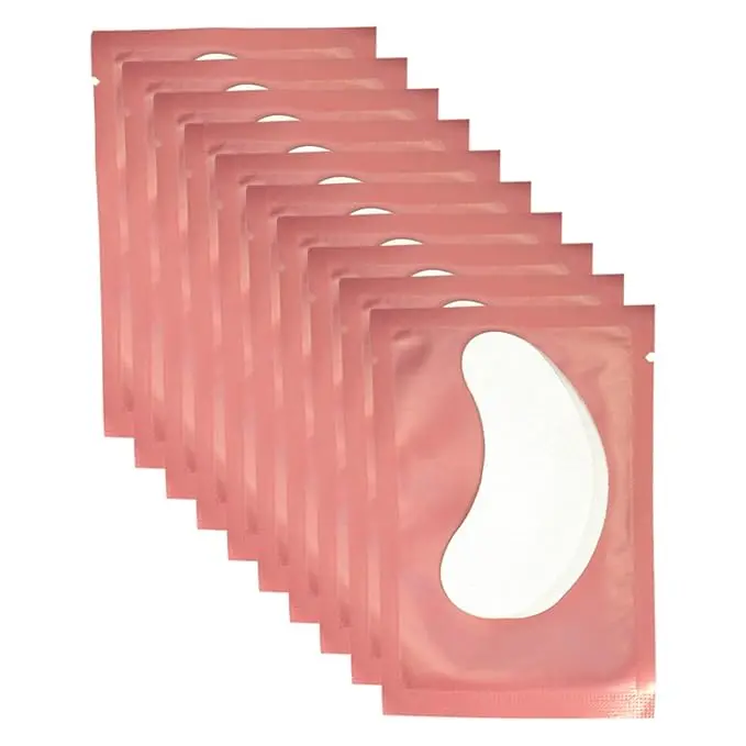 50 Pairs Pink Hydrogel Eye Patch Lint Free Under Eye Gel Pads for Lash Extension Supplies Moisturizing Natural Plant Extract