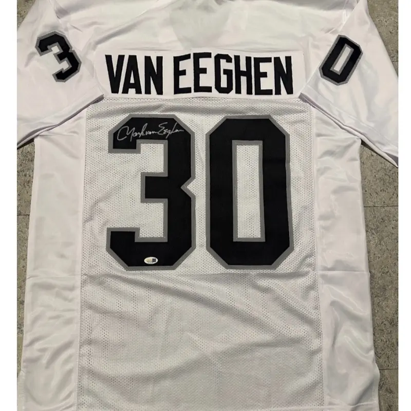Mark Van Eeghan Oakland Raiders Autographed Custom Football Jersey JSA Hologram