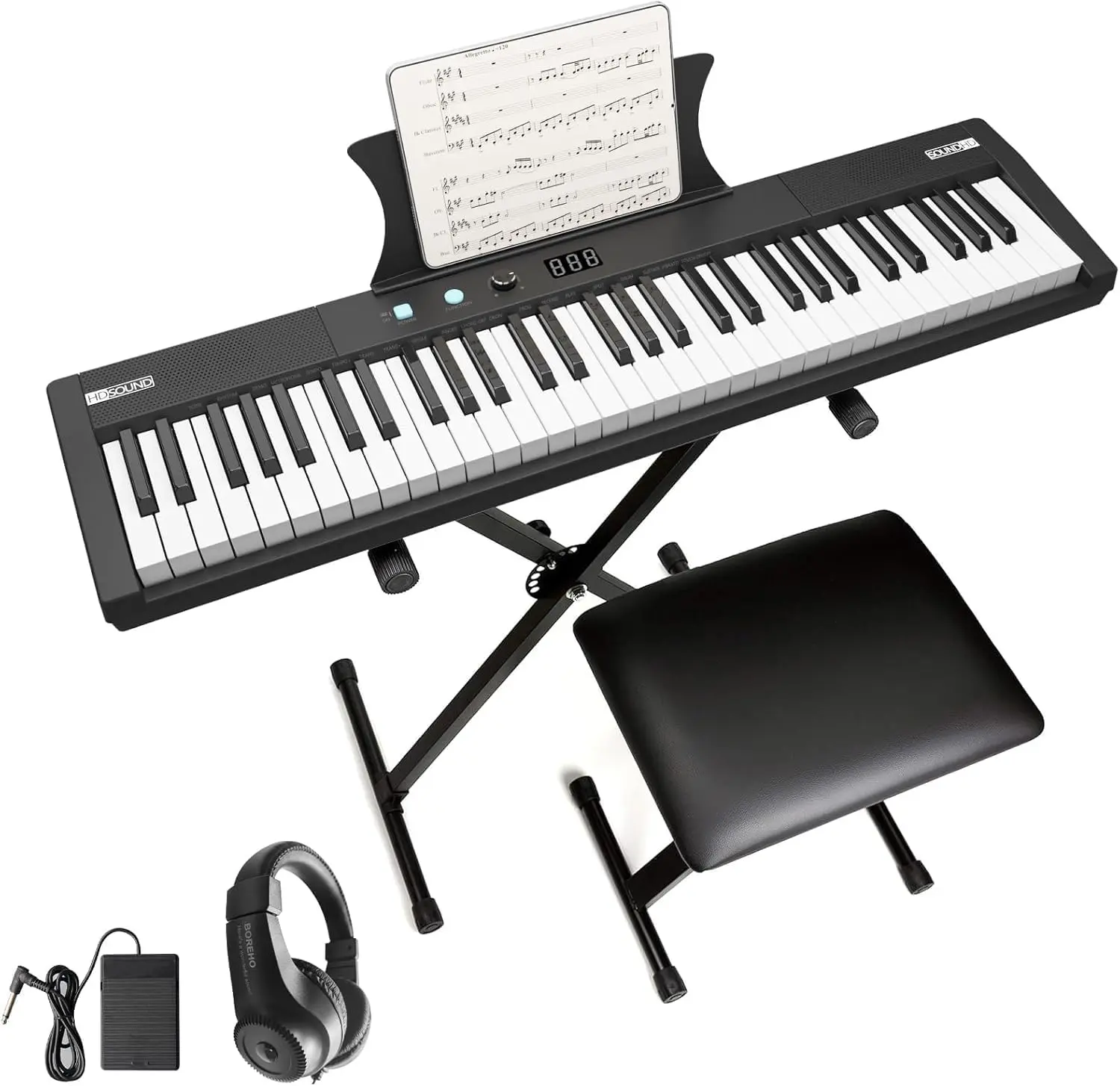61-Key Foldable MK4 Digital Piano Keyboard for Beginners, Portable Electronic Piano with Speakers, Stand, Bench, Headphones, Tablet Stand (Toys & Hobbies Electric Remote Control Toy Accessory), Foldable Keyboard Piano