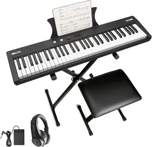 61-Key Foldable MK4 Digital Piano Keyboard for Beginners, Portable Electronic Piano with Speakers, Stand, Bench, Headphones, Tablet Stand (Toys & Hobbies Electric Remote Control Toy Accessory), Foldable Keyboard Piano