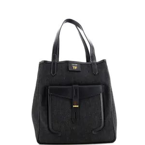 Pre-owned Tom Ford Denim, Leather Tote Bags REBAG T Twist Tote Denim with Leather Large by Rebag