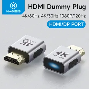 Hagibis 4K HDMI Dummy Plug DisplayPort EDID Emulator Plug Headless Adapter Virtual Display Emulator 4K60Hz 2K60Hz 1080P120Hz