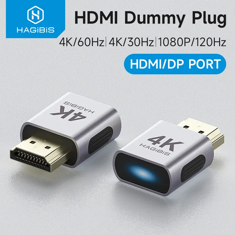 Hagibis 4K HDMI Dummy Plug DisplayPort EDID Emulator Plug Headless Adapter Virtual Display Emulator 4K60Hz 2K60Hz 1080P120Hz, Accessories, Headless Setup