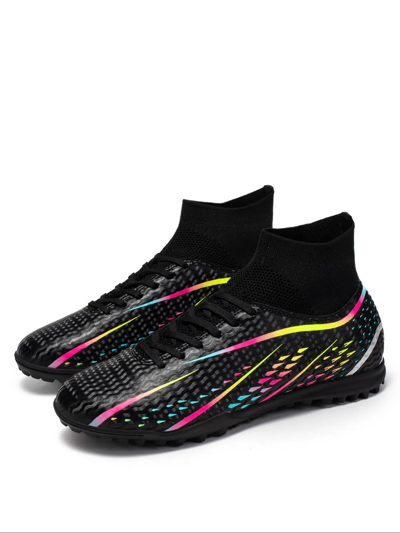 Men's High-Top Sports Football Shoes, Wear-Resistant Anti-Slip PU Leather Sneakers, All Season Sport Training Footwear, Football Boots, Soccer Shoes