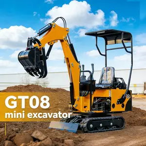 [US spot stocks]0.8 Ton Mini Excavator with 13.5HP Gasoline Engine, Bucket, Canopy, Mechanical Thumb Clamp, US Stock Compact Backhoe Digger Crawler Excavator for Trenches, Construction, Garden