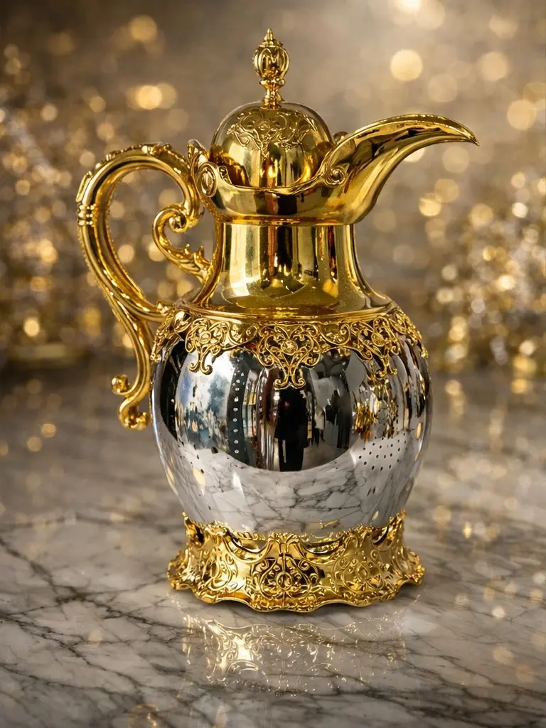 Royal Gold & Chrome Tea/Coffee Thermos Royal Gold & Chrome Tea/Coffee Thermos